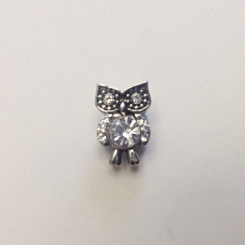 Antique silver owl with rhinestones 12 mm snap
