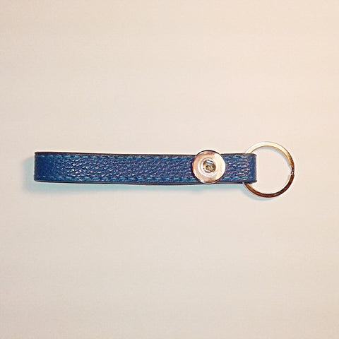 Blue leather key chain to fit 18 mm snap
