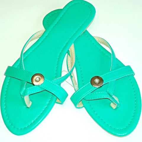 Green flip flops size 37 European (Canadian size 7) for 18 mm snaps
