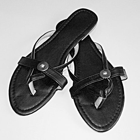 Black flip flops size 37 European (Canadian size 7) for 18 mm snaps