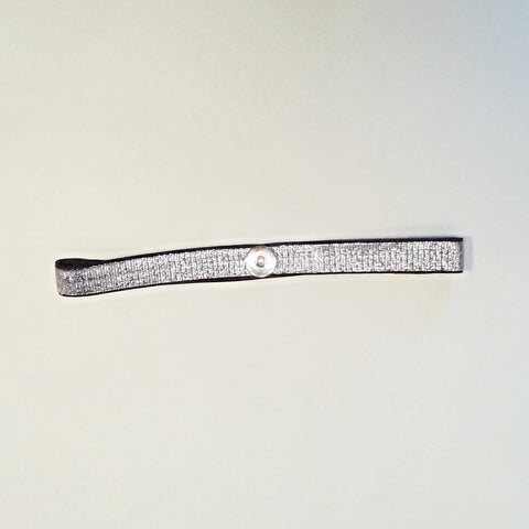 Black and silver elastic thin headband for 18 mm snap