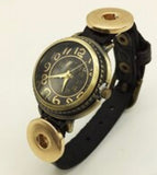 Tooled Leather Watch for 18 mm Snaps 2 Colour Choices