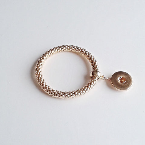 Gold metal coloured elastic bracelet for 18 mm snap
