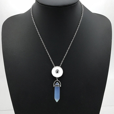 Natural Stone Crystal Pendant Necklace for 18 mm Snap ( 9 choices of stone colour)