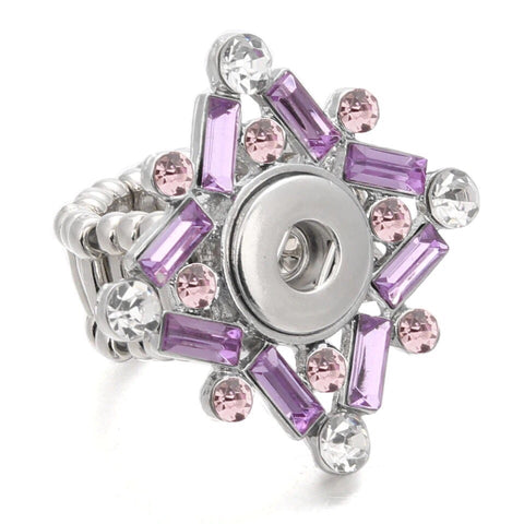 Crystallized Pink and Purple Ring for 12 mm Snap