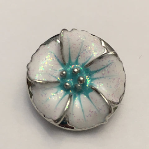 Tinged Turquoise Pansy 18 mm Snap