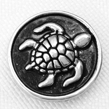 Antique silver coloured sea turtle snap 18 mm