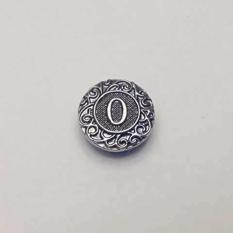 Antique silver coloured letter O 18 mm snap