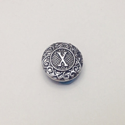 Antique silver coloured letter X 18 mm snap