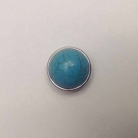 Turquoise stone with silver coloured surround 18 mm snap (colour of stone will vary)