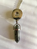 Natural Stone Crystal Pendant Necklace for 18 mm Snap ( 9 choices of stone colour)