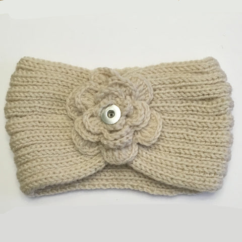 Winter Flower Headband (2 colour choices) for 18 mm snap
