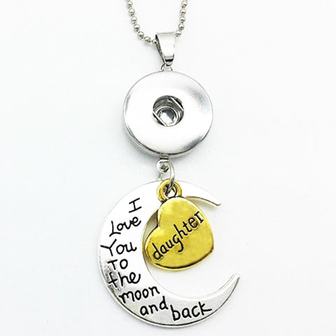 I Love You To The Moon Daughter Pendant for 18 mm Snap
