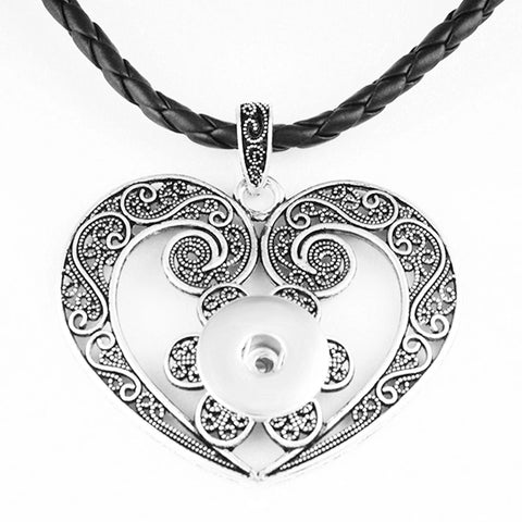 Heart and Flower Pendant for 18 mm Snap