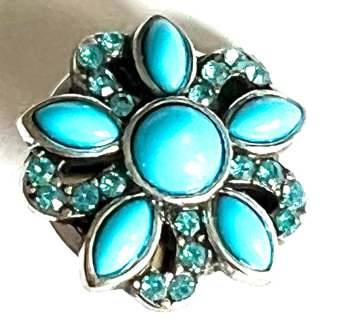Turquoise Flower 18 mm Snap