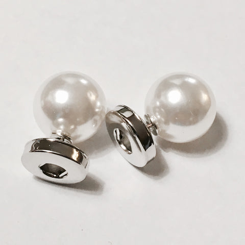 Two Way Glass Pearl Earrings to fit 12 mm snaps