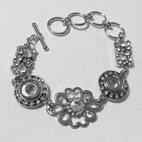 Flower and Glitter Bracelet for 12 mm Snaps