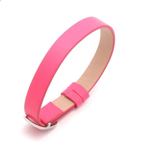Reversible Leather Slide Charm Bracelet (for 9 and 10 mm slide charms) - Dark Pink/Tan