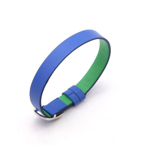 Reversible Leather Slide Charm Bracelet (For 9 and 10 mm Slide Charms) - Dark Blue/Green
