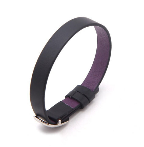 Reversible Leather Slide Charm Bracelet (for 9 and 10 mm slide charms) - Black/Plum