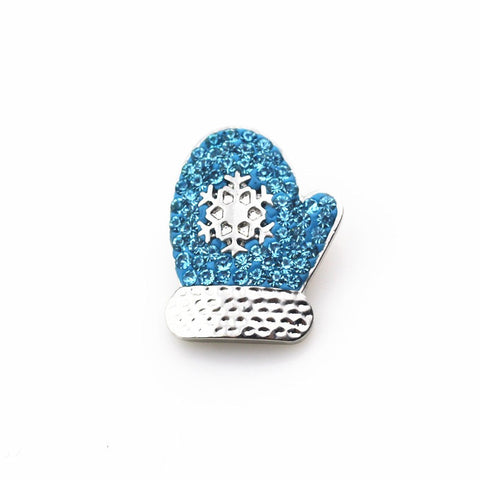 Blue Mitten With Snowflake 18 mm Snap