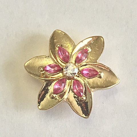 Glittered Pink Flower 18 mm snap