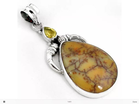 Indian Opal (Merlinite) and Citrine Pendant