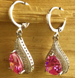 Pink and White Sapphire Drop Earrings
