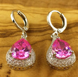 Pink and White Sapphire Drop Earrings