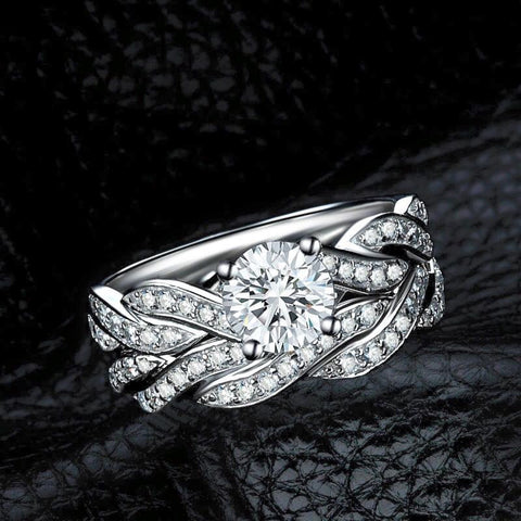 Twist CZ Diamond Wedding Ring Set