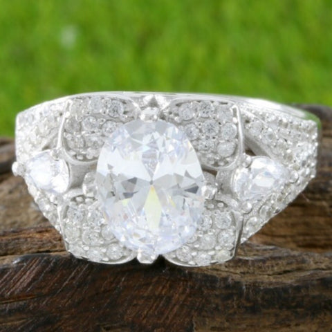 White Sapphire Flower Ring