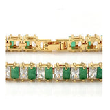 Emerald and White Sapphire Tennis Bracelet