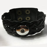 Woven Leather Cuff Bracelet for 18 mm Snaps