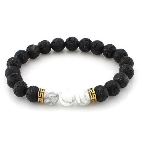 Natural White Howlite and Lava Stone Aromatherapy Bracelet