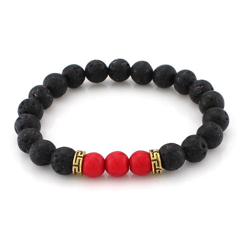 Natural Red Turquoise and Lava Stone Aromatherapy Bracelet