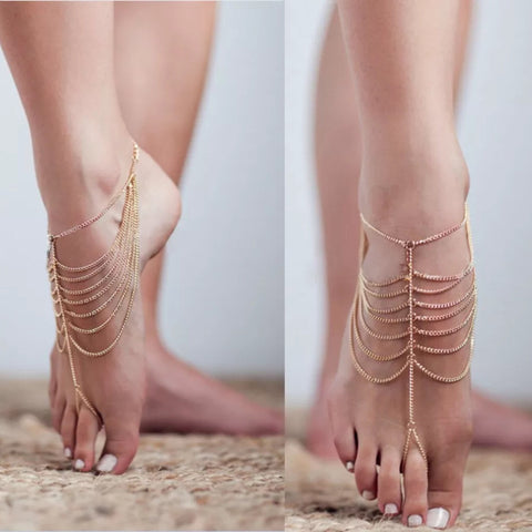 Shimmer In Gold Barefoot Sandal