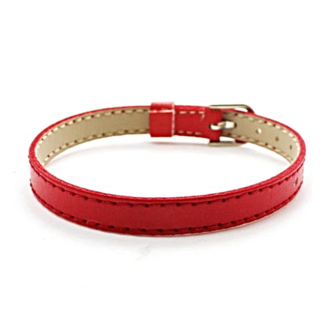 PU Leather Slide Charm Bracelet (fits 8 mm slide charms) - Red