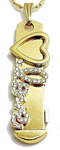Slide Charm Bar Pendant (fits 10 mm slide charms) - Gold