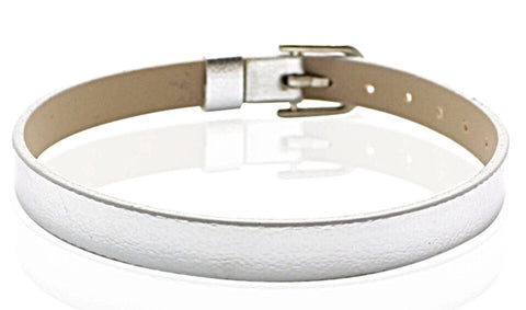 PU Leather Metallic Slide Charm Bracelet (for 8 mm slide charms) - White
