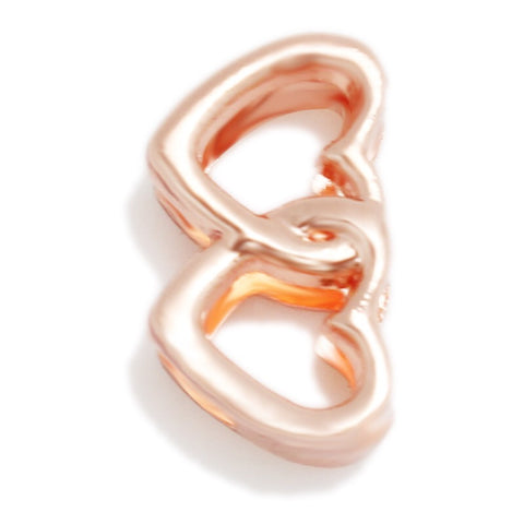 Two Hearts Slide Charm - Rose Gold