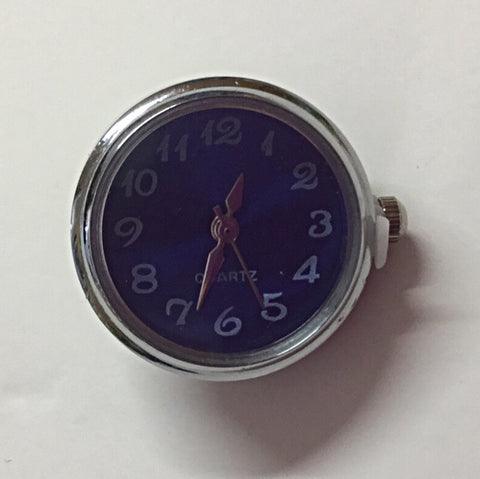 Battery Powered Watch Face - Silver and Dark Blue 18 mm snap