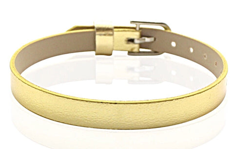 PU Leather Metallic Slide Charm Bracelet (for 8 mm slide charms) - Gold