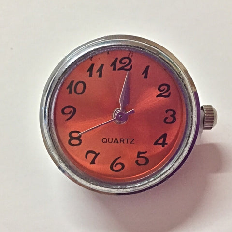 Battery Powered Watch Face - Silver and Orange 18 mm snap