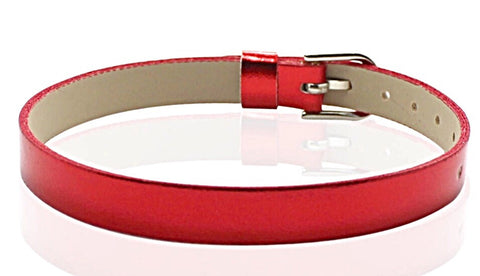 PU Leather Metallic Slide Charm Bracelet (for 8 mm slide charms) - Red