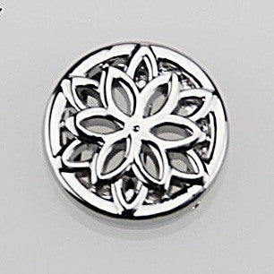 Lacy Flower Slide Charm - Silver