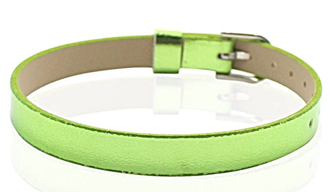 PU Leather Metallic Slide Charm Bracelet (for 8 mm slide charms) - Green