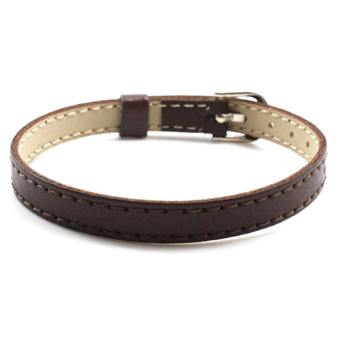 PU Leather Slide Charm Bracelet (fits 8 mm slide charms) - Dark Chocolate