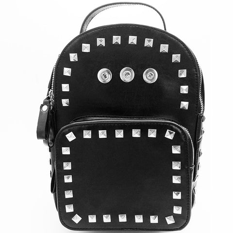 Black Studded Mini Backpack  for 18 mm Snaps