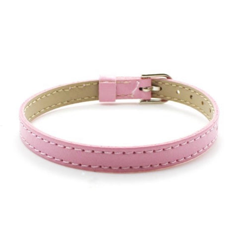 PU Leather Slide Charm Bracelet (fits 8 mm slide charms) - Soft Pink