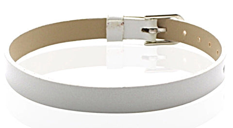 PU Leather Metallic Slide Charm Bracelet (for 8 mm slide charms) - Silver